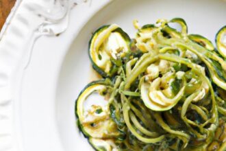 Fresh & Flavorful: Zucchini Noodles Tossed in Homemade Pesto