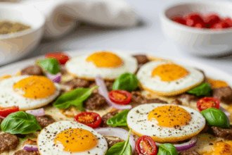 Keto Breakfast Pizza with Sausage Gravy & Egg: Quick & Cheesy Morning Recipe