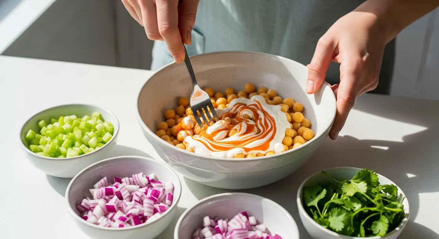 Spicy No-Cook Buffalo Chickpea Salad Wraps: Quick & Fresh