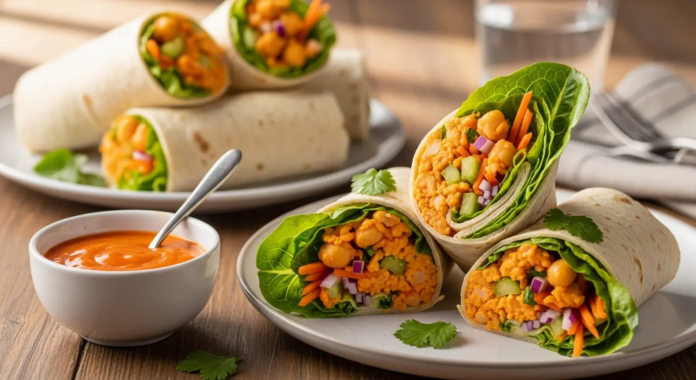 Spicy No-Cook Buffalo Chickpea Salad Wraps: Quick & Fresh