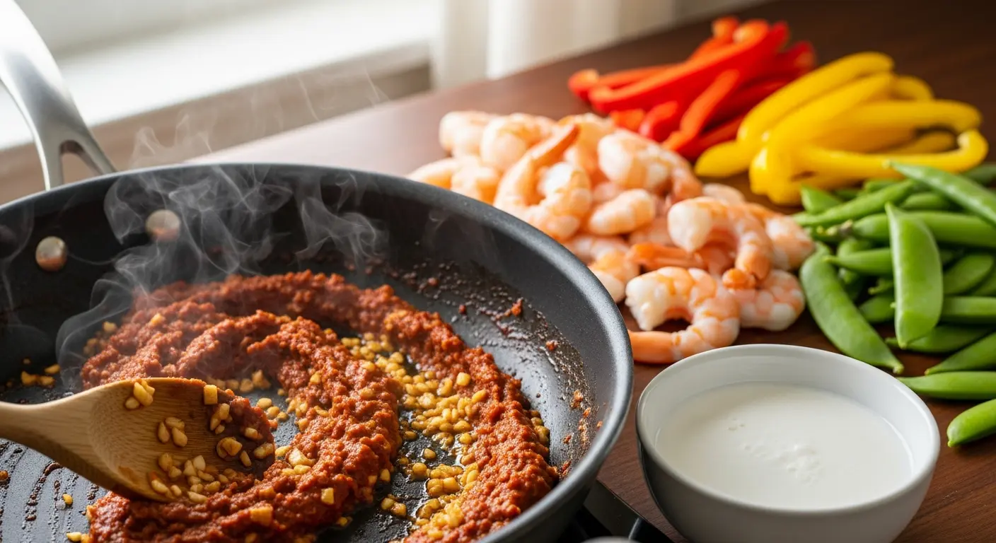 Easy One-Pot Thai Red Curry with Shrimp and Rice Delight