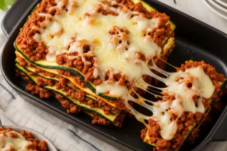 Delicious Indulgence: Hearty Low-Carb Zucchini Lasagna with Savory Ground Beef