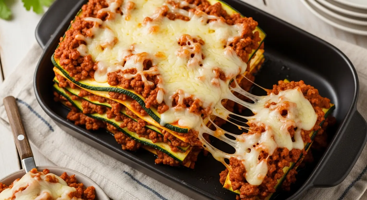 Delicious Indulgence: Hearty Low-Carb Zucchini Lasagna with Savory Ground Beef