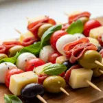 Delicious Elegance: Antipasto Kabobs with Olives & Cheese