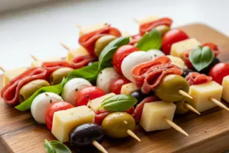 Delicious Elegance: Antipasto Kabobs with Olives & Cheese