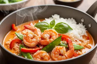 Easy One-Pot Thai Red Curry with Shrimp and Rice Delight