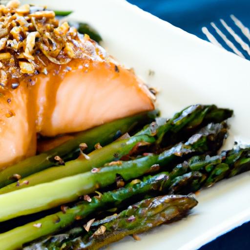 Sweet &⁣ Savory Honey Soy Glazed Salmon with crisp asparagus