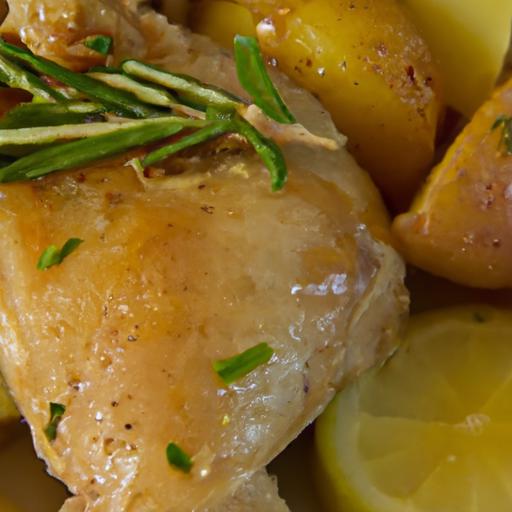 Zesty one-Pan Lemon Chicken with Rosemary Potatoes Delight