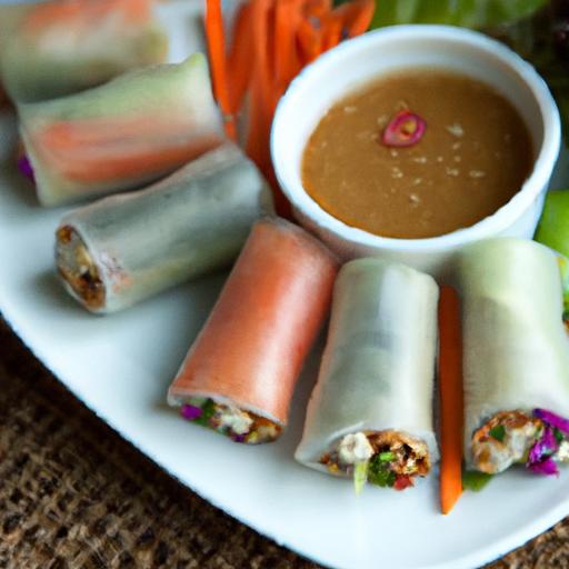 Crisp Vegan Spring Rolls with Creamy Peanut Dipping Sauce