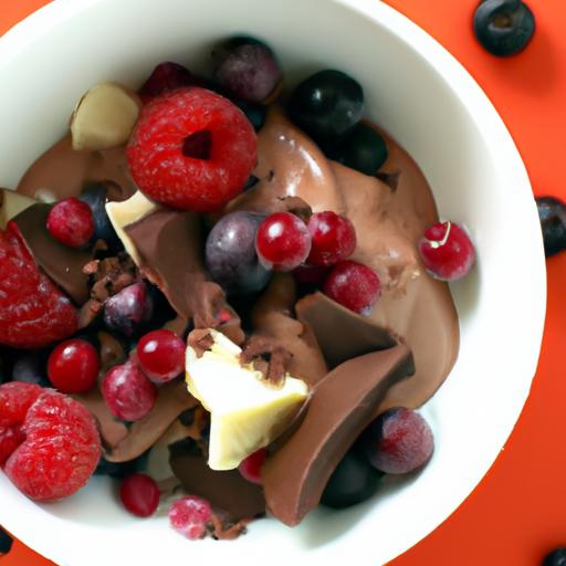 Chilled Bliss: Frozen chocolate Yogurt Clusters‌ with Berries