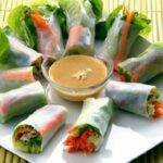 Crisp Vegan Spring Rolls with Creamy Peanut Dipping Sauce