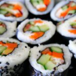 Crafting Colorful Homemade Vegetarian Sushi Rolls at Home