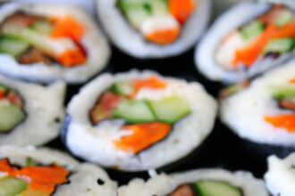 Crafting Colorful Homemade Vegetarian Sushi Rolls at Home