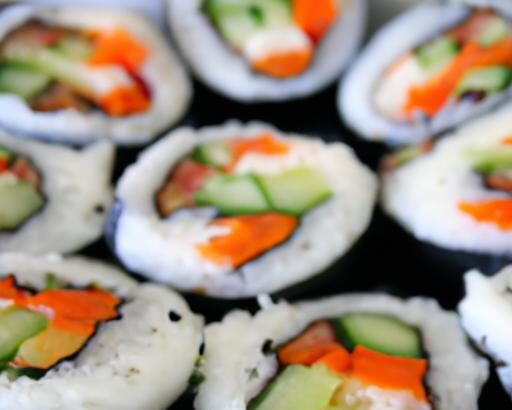 Crafting Colorful Homemade Vegetarian Sushi Rolls at Home