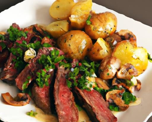 Sizzling One-Pan Garlic Butter Steak Bites with Potatoes Delight