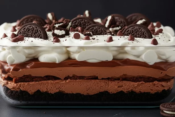 Decadent No-Bake Chocolate Lasagna with Oreo Crust Delight