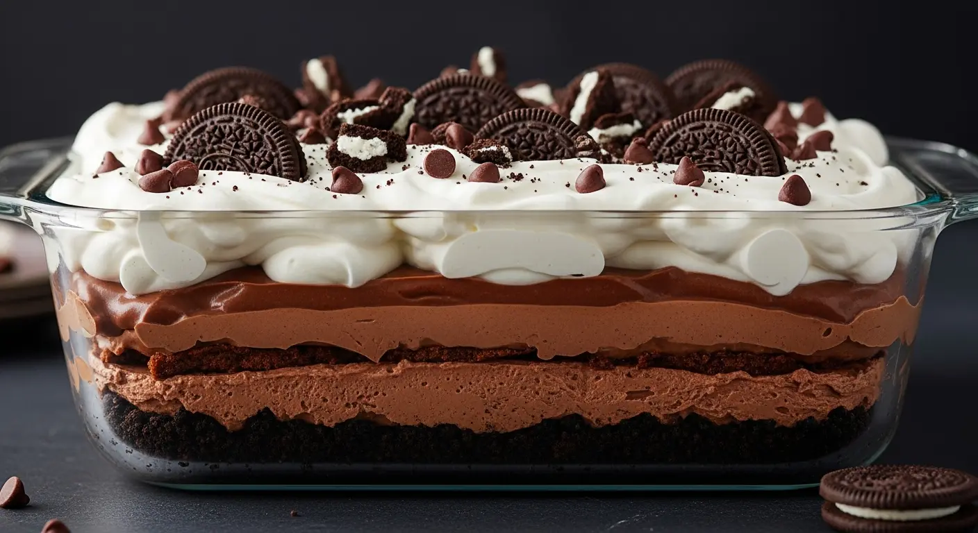 Decadent No-Bake Chocolate Lasagna with Oreo Crust Delight