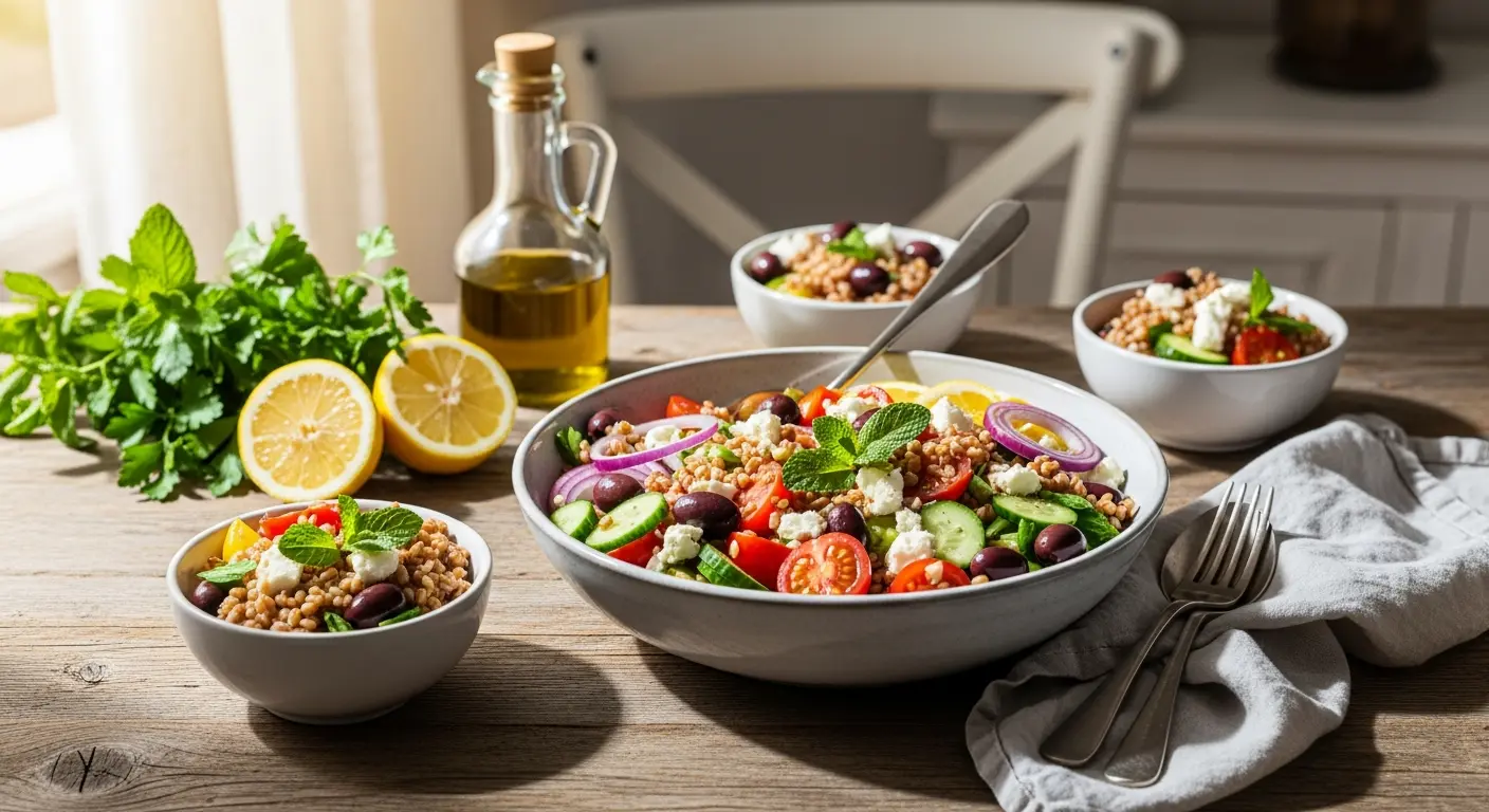 Delicious Fresh & Flavorful Mediterranean Farro Salad with Veggies