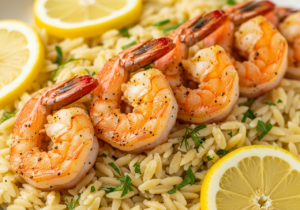 Zesty 15-Minute Lemon Pepper Shrimp with Creamy Orzo Delight