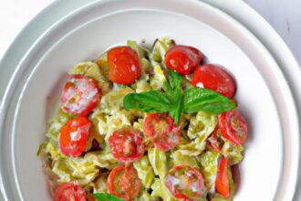 Speedy Creamy Pesto Pasta with Juicy Cherry Tomatoes