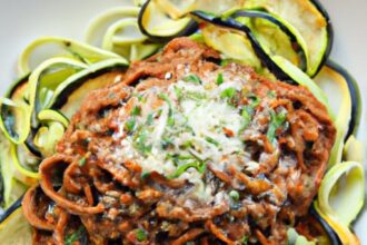 Hearty Vegan Lentil Bolognese on Zesty Zucchini Noodles