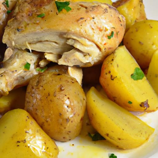 zesty One-Pot Lemon Herb Chicken with Golden potatoes Delight