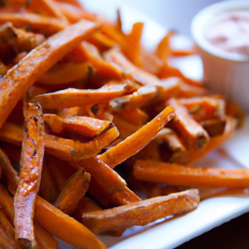Crispy Baked Sweet Potato Fries with Zesty Sriracha Aioli