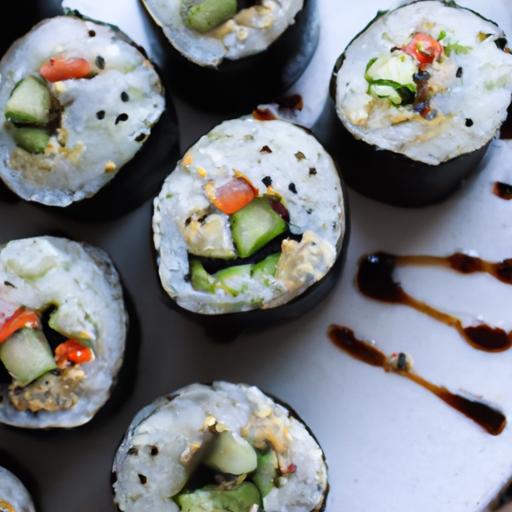 Crafting Colorful Homemade Vegetarian Sushi Rolls at Home